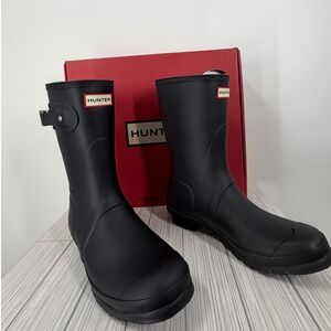 NEW HUNTER Women's Original Waterproof Adjustable Short Rain‎ Boots Navy Blue 10
